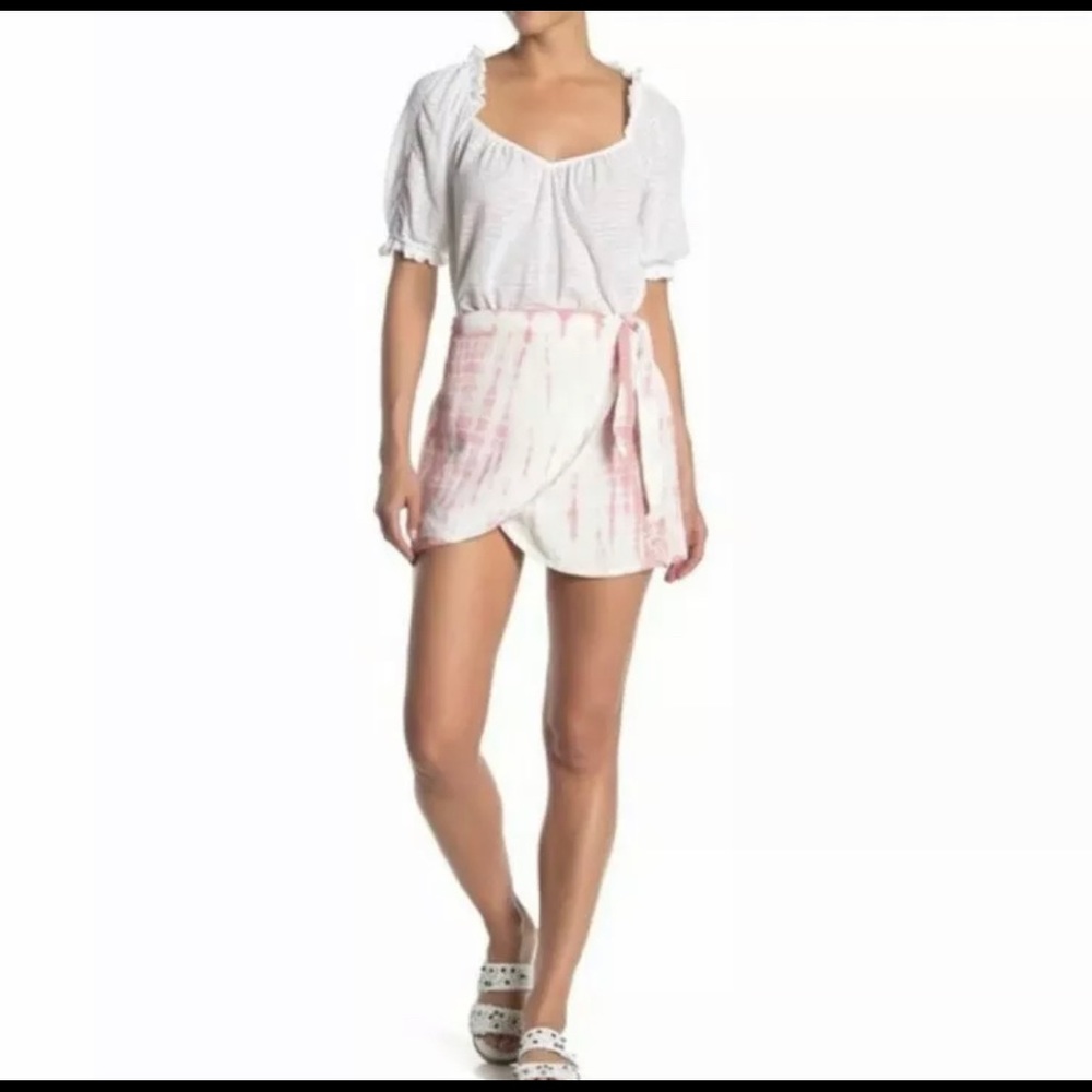 FREE PEOPLE Ann Reed Rosie Tie-dye Linen Blend Wrap Mini Skirt🖤